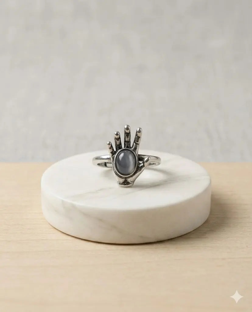 Handmade Natural Stone Gemstone Rings With Copper & Silver, Stone Size 6*6mm, Vin-New-Rin66