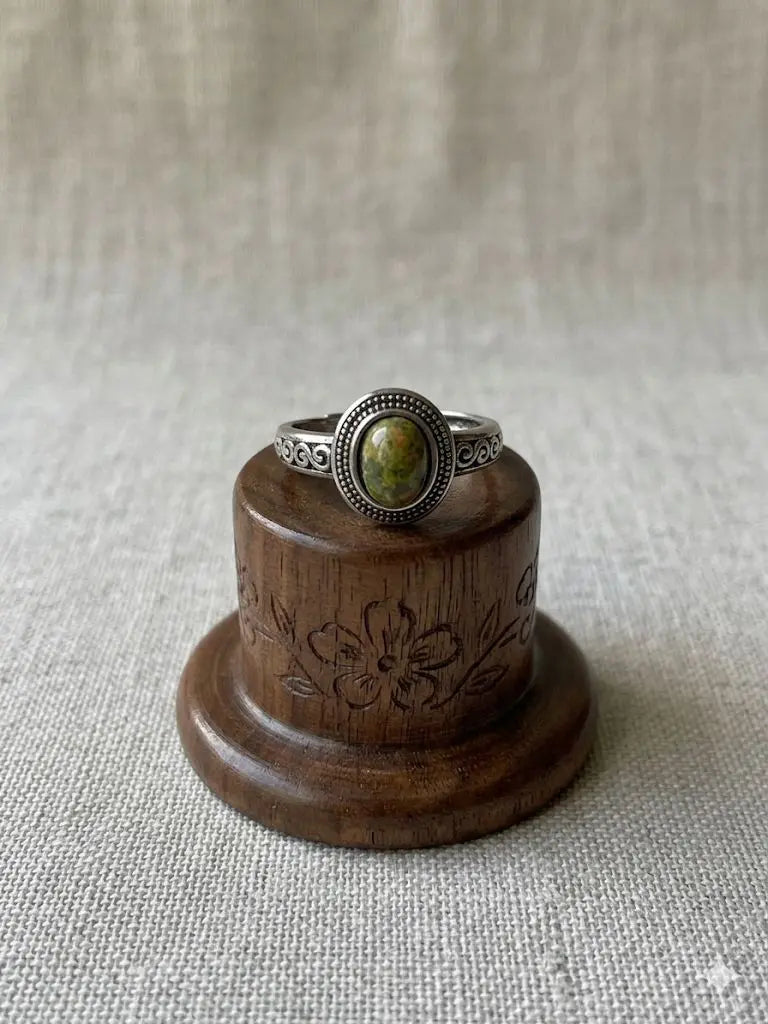 Handmade Natural Stone Gemstone Rings With Copper & Silver, Stone Size 6*8mm , Vin-New-Rin81