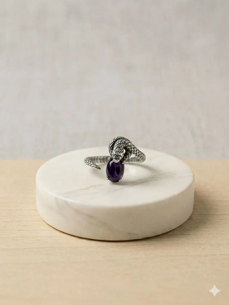 Handmade Natural Stone Gemstone Rings With Copper & Silver, Stone Size 8*10mm, Vin-New-Rin28