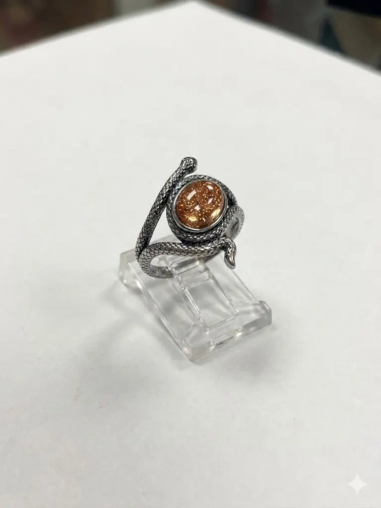 Handmade Natural Stone Gemstone Rings With Copper & Silver, Stone Size 8*10mm, Vin-New-Rin36