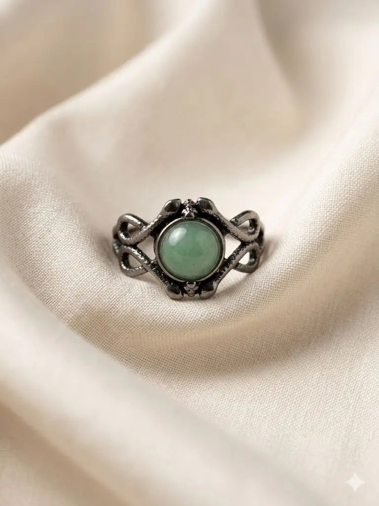 Handmade Natural Stone Gemstone Rings With Copper & Silver, Stone Size 8*8mm, Vin-New-Rin74
