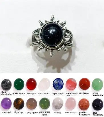 Handmade Natural Stone Gemstone Rings with Copper & Silver, Stone Size 10*10mm, No. 16 ABC Rugs Kilims