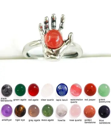 Handmade Natural Stone Gemstone Rings with Copper & Silver, Stone Size 6*6mm, No. 66 ABC Rugs Kilims