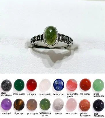 Handmade Natural Stone Gemstone Rings with Copper & Silver, Stone Size 8*10mm, No. 11 ABC Rugs Kilims