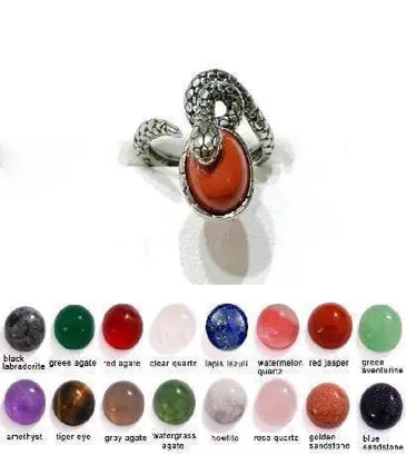 Handmade Natural Stone Gemstone Rings with Copper & Silver, Stone Size 8*10mm, No. 28 ABC Rugs Kilims