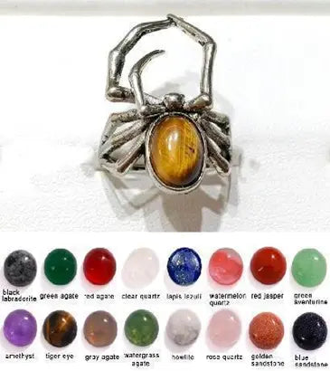 Handmade Natural Stone Gemstone Rings with Copper & Silver, Stone Size 8*10mm, No. 29 ABC Rugs Kilims