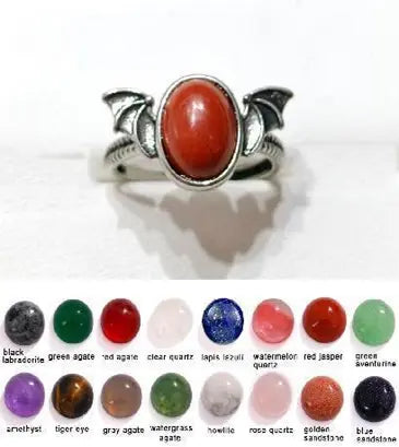 Handmade Natural Stone Gemstone Rings with Copper & Silver, Stone Size 8*10mm, No. 31 ABC Rugs Kilims