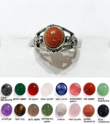 Handmade Natural Stone Gemstone Rings with Copper & Silver, Stone Size 8*8mm, No. 45 ABC Rugs Kilims