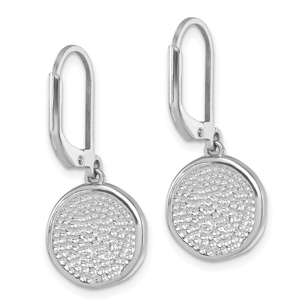 Sterling Silver Rhodium-Plated Polished Crystal Sand Dollar Dangle Earrings