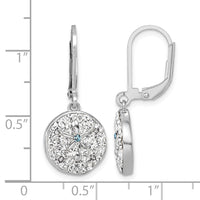 Sterling Silver Rhodium-Plated Polished Crystal Sand Dollar Dangle Earrings