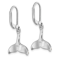 Sterling Silver Rhodium-Plated Polished Crystal Whale Tail Dangle Earrings