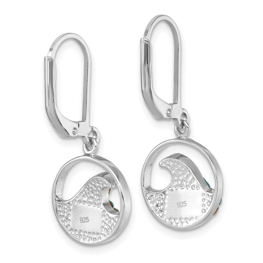 Sterling Silver Rhodium-Plated Crystal Whitecap Wave Dangle Earrings