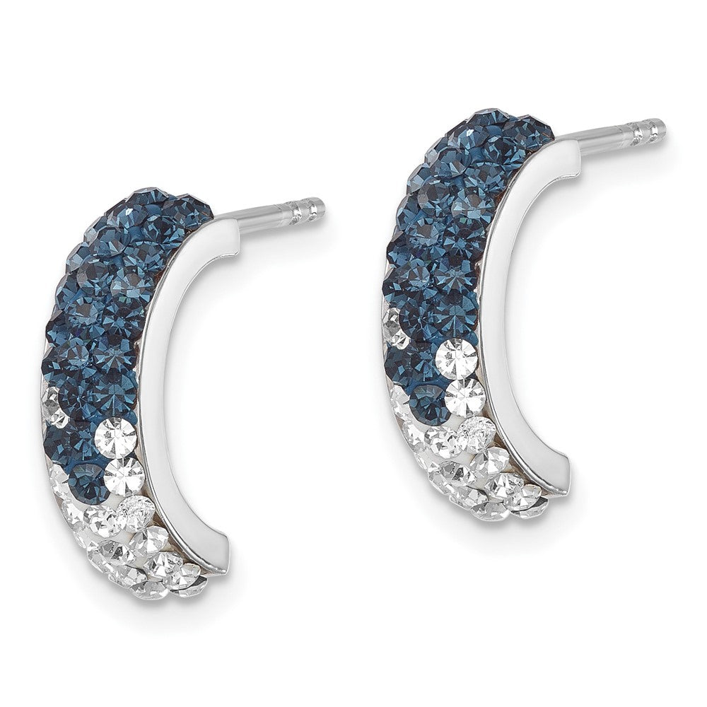 Sterling Silver Rhodium-Plated Polished Crystal J-Hoop Earrings