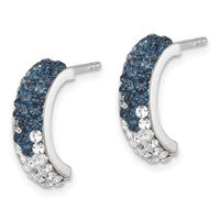 Sterling Silver Rhodium-Plated Polished Crystal J-Hoop Earrings