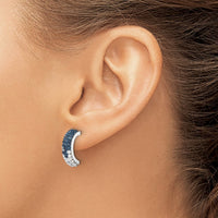 Sterling Silver Rhodium-Plated Polished Crystal J-Hoop Earrings