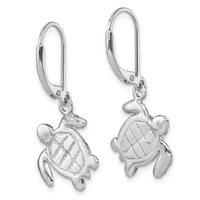 Sterling Silver Rhodium-plated Polished Blue Crystal Turtle Dangle Earrings