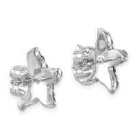 Sterling Silver Rhodium-plated Polished Blue Crystal Starfish Post Earrings