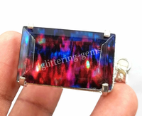 IGL 72.15 Ct Natural Ammolite Emerald 925 Solid Silver Pendant Loose Gems NA ABC Jewelery