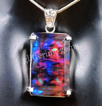 IGL 72.15 Ct Natural Ammolite Emerald 925 Solid Silver Pendant Loose Gems NA ABC Jewelery