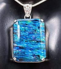 IGL 79 CT Natural Emerald Cut Ammolite 925 Solid Silver Pendant Loose Gems 5JSC ABC Jewelery