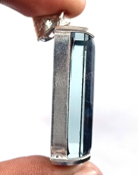 IGL 79 CT Natural Emerald Cut Ammolite 925 Solid Silver Pendant Loose Gems 5JSC ABC Jewelery