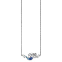 Sterling Silver Rhodium-Plated Crystal Mermaid 18.5 +1in Necklace