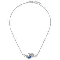 Sterling Silver Rhodium-Plated Crystal Mermaid 18.5 +1in Necklace