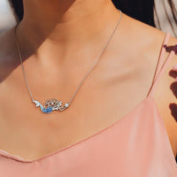 Sterling Silver Rhodium-Plated Crystal Mermaid 18.5 +1in Necklace