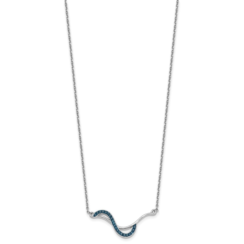Sterling Silver Rhodium-Plated Crystal Fashion Wave 16.5 +1in Necklace