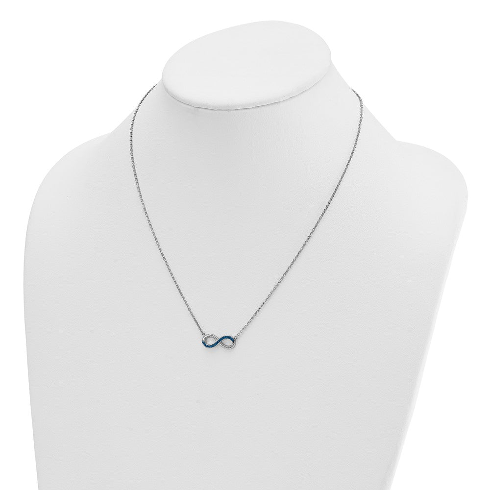 Sterling Silver Rhodium-Plated Polished Crystal Eternity 16.5 +2in Necklace