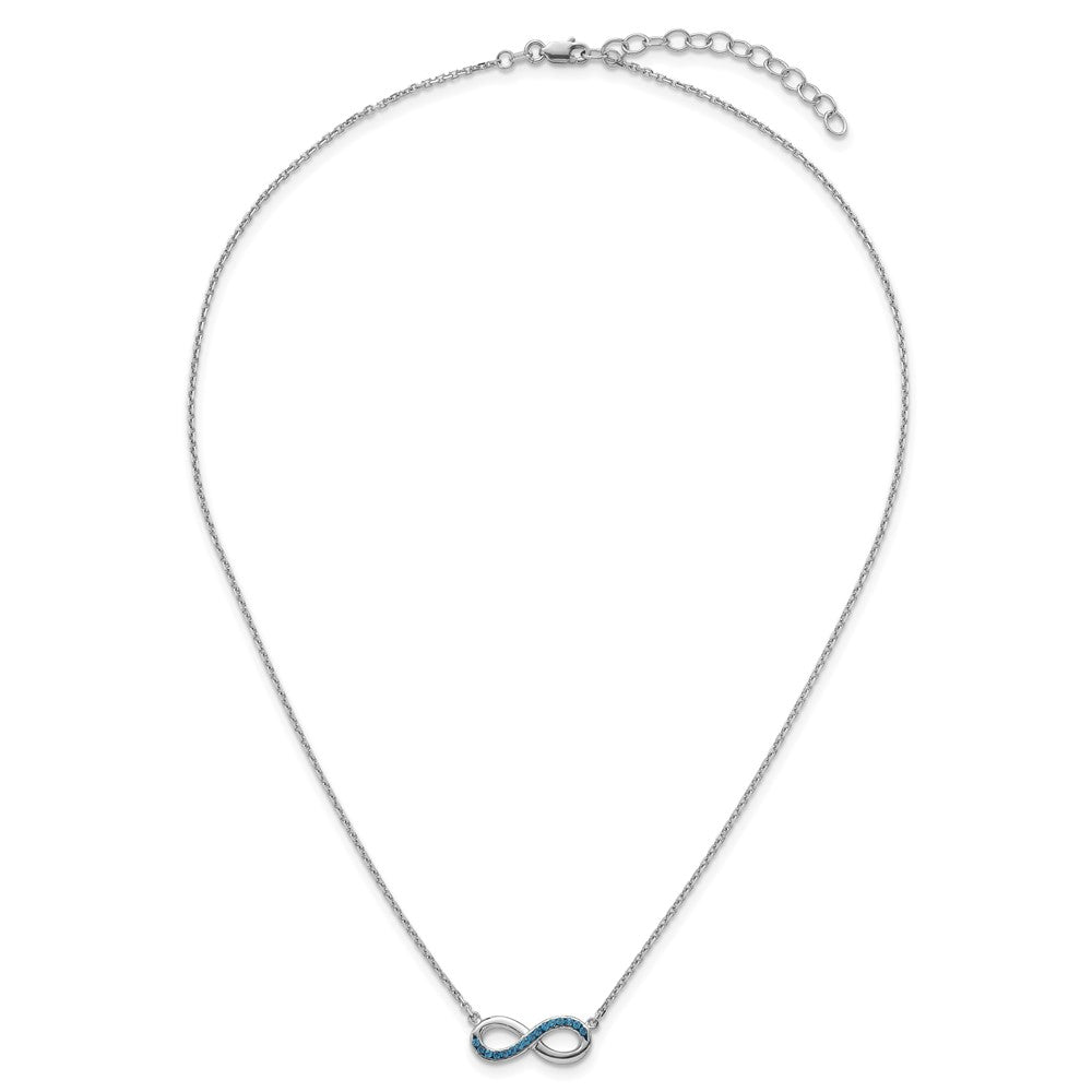 Sterling Silver Rhodium-Plated Polished Crystal Eternity 16.5 +2in Necklace