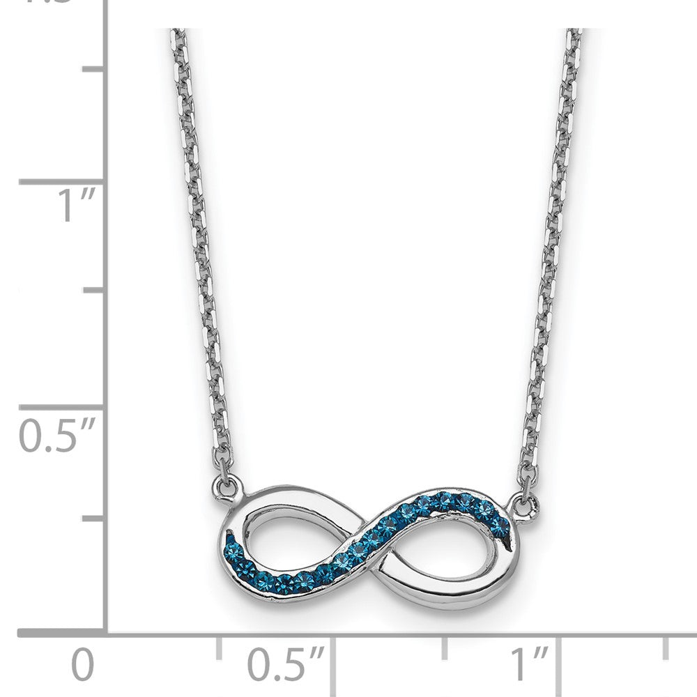 Sterling Silver Rhodium-Plated Polished Crystal Eternity 16.5 +2in Necklace