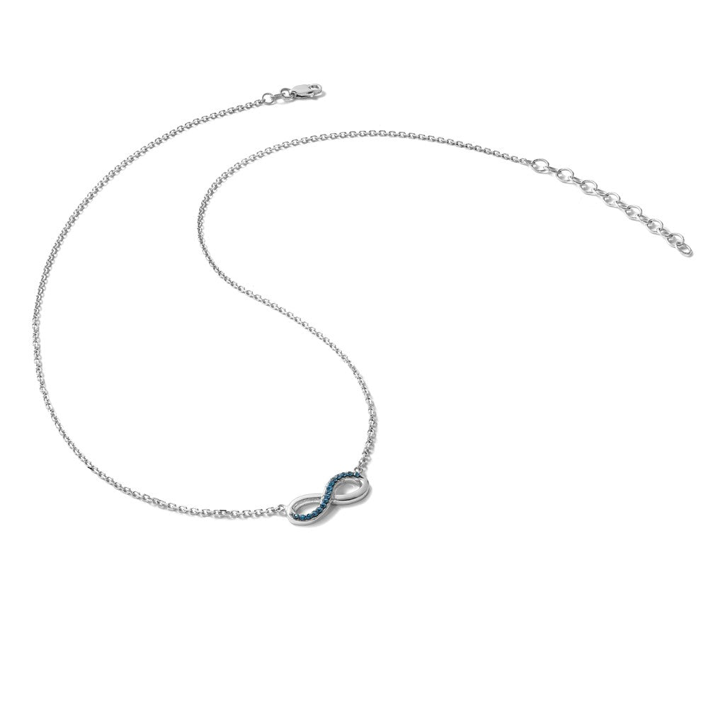 Sterling Silver Rhodium-Plated Polished Crystal Eternity 16.5 +2in Necklace