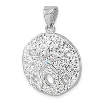 Sterling Silver Rhodium-Plated Polished Crystal Sand Dollar Pendant
