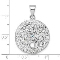 Sterling Silver Rhodium-Plated Polished Crystal Sand Dollar Pendant