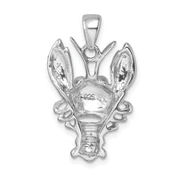 Sterling Silver Rhodium-plated Polished Blue Crystal Lobster Pendant