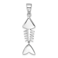 Sterling Silver Rhodium-Plated Moveable Blue Crystal Bonefish Pendant