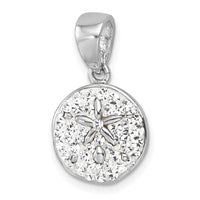 Sterling Silver Rhodium-Plated Polished Crystal Sand Dollar Pendant