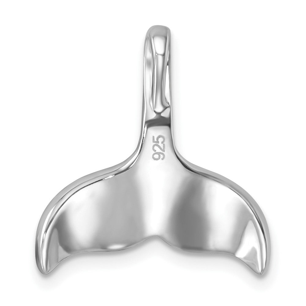 Sterling Silver Rhodium-Plated Polished Crystal Whales Tail Pendant