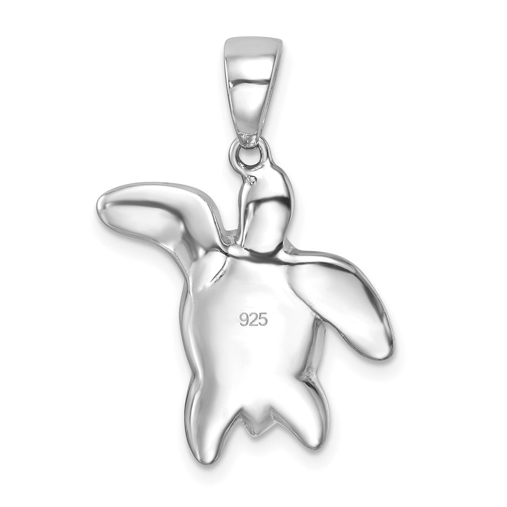Sterling Silver Rhodium-plated Polished Crystal Turtle Pendant