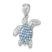 Sterling Silver Rhodium-plated Polished Crystal Turtle Pendant