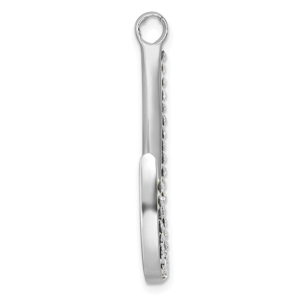 Sterling Silver Rhodium-Plated Polished Crystal Hook Pendant