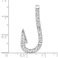 Sterling Silver Rhodium-Plated Polished Crystal Hook Pendant