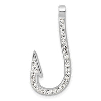 Sterling Silver Rhodium-Plated Polished Crystal Hook Pendant