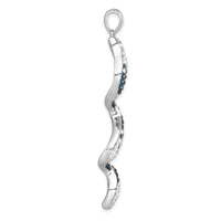 Sterling Silver Rhodium-Plated Polished Long Crystal Twirl Wave Pendant