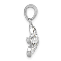 Sterling Silver Rhodium-plated Polished White Crystal Starfish Pendant