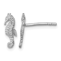 Sterling Silver Rhodium-plated Polished Seahorse Post Earring