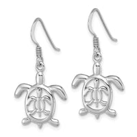 Sterling Silver Rhodium-plated Cut Out Mother & Baby Turtle Dangle Earring