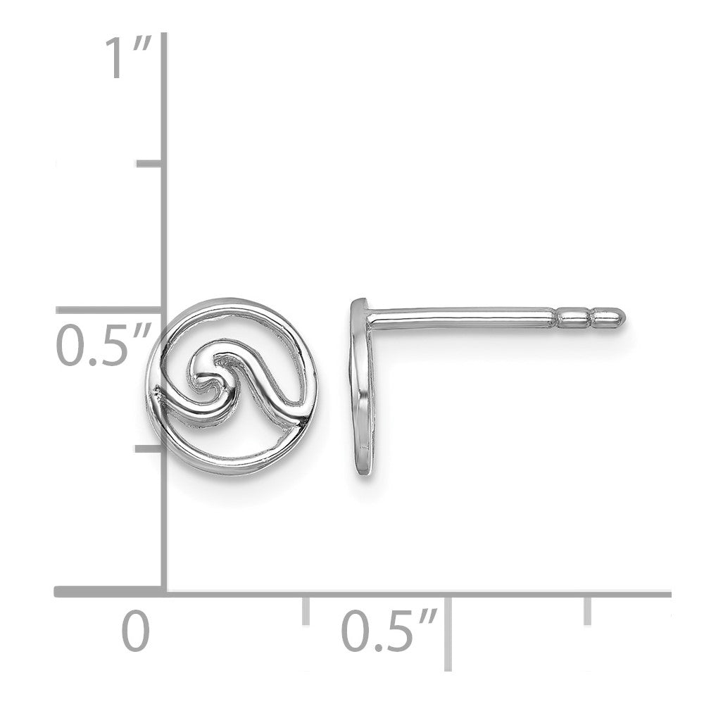 Sterling Silver Rhodium-plated Polished Wave Post Earring
