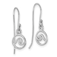 Sterling Silver Rhodium-plated Polished Wave Dangle Earring